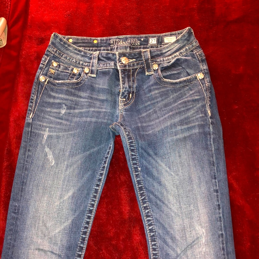 Miss Me Signature Rise Boot Jeans size 27 Dark denim stretch Jeans